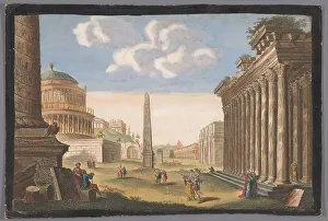 Arch Of Constantine Rome Drucke: View of the ruins of Trajan's Column