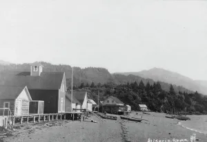North America Geography Drucke: View of town and mountains, between c1900 and c1930. Creator: Unknown