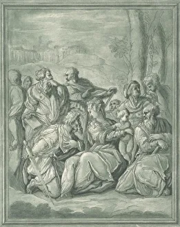 Vergöttliche und Kind umgeben von Figuren, um 1766 vom Künstler Andrea Scacciati geschaffen