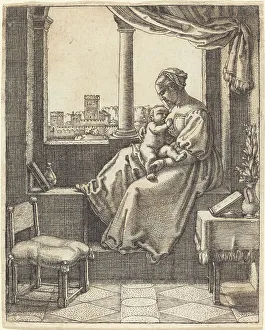 Jesus Christ Infancy Scene Drucke: Virgin at the Window. Creator: Barthel Beham