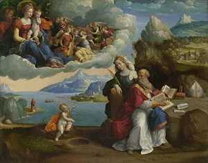 Christian Allegory Images Drucke: The Vision of Saint Augustine, c. 1520. Artist: Garofalo, Benvenuto Tisi da (1481-1559)