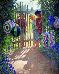 Genre Painting Russia Drucke: The Visitors, 1913