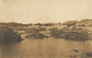 Black And White Landscape Art Drucke: Vue prise a la Seconde Cataracte, March 1850. Creator: Maxime du Camp