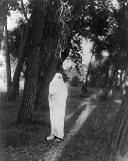 American Indian Photography Drucke: Waiting in the forest-Cheyenne, c1910. Creator: Edward Sheriff Curtis