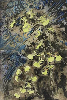 Book Cover Design Inspiration Drucke: Wall Panel with yellow orchids, c.1892. Creator: Gerrit Willem Dijsselhof