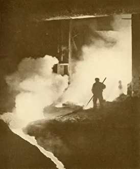 British Iron And Steel Industry Drucke: Warm Work!, c1930. Creator: Dorman, Long & Co. Ltd