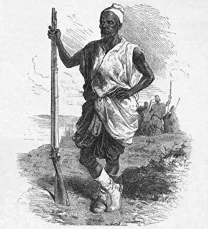 Monochrome Print Collector Drucke: Warrior of Elmina, c1880