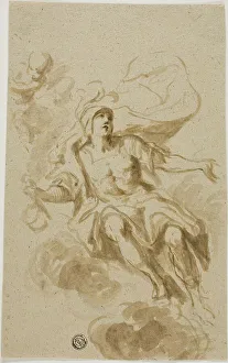 Antique Italian Artwork Drucke: Warrior Seated on Clouds, n.d. Creator: Unknown