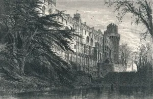 Monochrome Castle Images Drucke: Warwick Castle from the West, c19th century