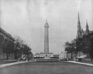 Washington-Denkmals in Baltimore im Bundesstaat Maryland (USA), um 1900; Künstler unbekannt