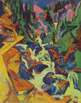 Ernst Ludwig Kirchner Drucke: The waterfall, 1919. Creator: Kirchner, Ernst Ludwig (1880-1938)