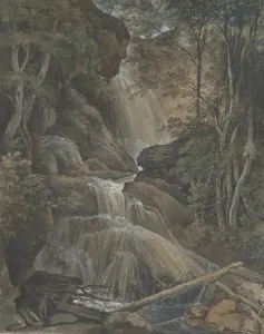 Ein Wasserfall im Wald bei Langhennersdorf, frühes 18.-frühes 19. Jahrhundert