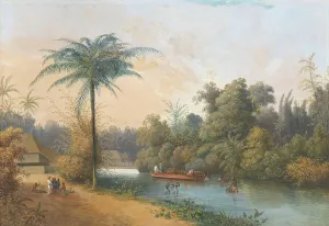 Dutch Colonial Era Images Drucke: Waterfall at Tjieroek Betong Java