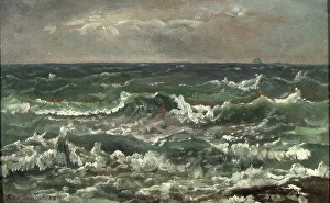 Bay Of Naples Landscape Drucke: Waves and Breakers in the Bay of Naples, 1821. Creator: Johan Christian Dahl