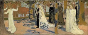 Drucke von Ehegottesfeuerprozession 1889-1893. Im Bestand des Staatskunstmuseums St Petersburg Maurice Denis Drucke: Eheprozession, 1889-1890 (Falsche Datierung). Künstler: Maurice Denis