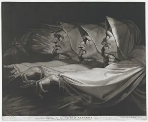 Drucke von Die Rätselweiber (Shakespeares Macbeth , Akt I Szene III ), den 10. März 1785 John Raphael Smith Drucke: Die Rätselweiber (Shakespeares Macbeth)