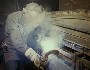 Schweißer für die Herstellung von Dampferzeugern an einem Schiff, Combustion Engineering Co., Chattanooga (Tenn.), 1942; Erfinder: Alfred T Palmer
