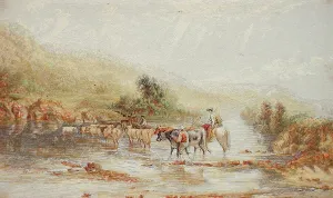 British Rural Life Drucke: Welsh Drovers, Published c1850. Creator: George Baxter