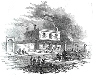 Victorian Era Train Station Drucke: Wendon Station, 1845. Creator: Unknown