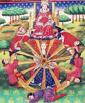 Allegorical Figure Drucke: Wheel of Fortune, c1520. Creator: Unknown