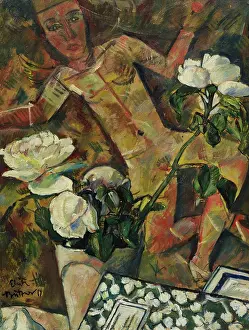 Expressionist Art Drucke: White roses, 1914. Creator: Buttner, Erich (1889-1936)