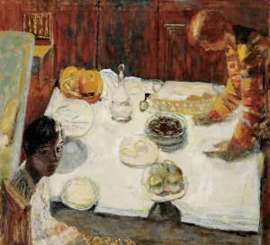 Drucke von Weißer Tischlein (Esszimmer), 1925 Pierre Bonnard Drucke: Weißes Tuch aus Weißleinen für den Esszimmer