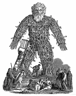 Celtic Mythology Images Drucke: Wicker man, 1832. Creator: Anonymous