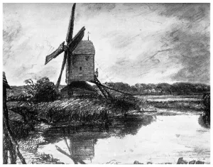Monochrome Landscape Art Drucke: A Windmill, 1802 (1899)