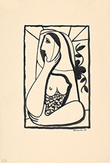 Heritage Art Gallery Images Drucke: In the window, 1938. Creator: Mikulas Galanda