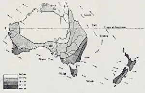 Black And White Australia Images Drucke: Winds and Rainfall. - May to October, 1923. Creator: Unknown