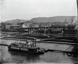 Black And White Bridge Images Drucke: Winona from the bridge, c1898. Creator: Unknown