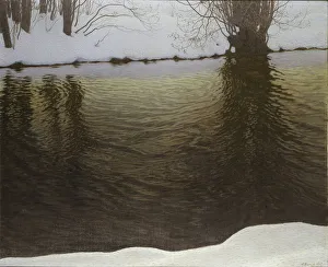 Swedish Fine Art Images Drucke: Winter Evening by a River, 1907