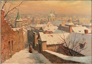Oil On Canvas Landscape Artists Drucke: Winter in Prague, 1941. Creator: Simon, Tavik Frantisek (1877-1942)