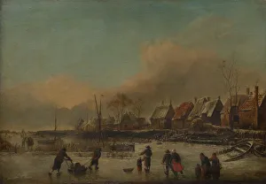 Icy River Landscape Drucke: Winter Scene. Creator: Unknown