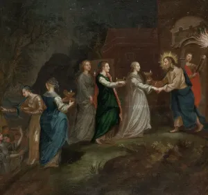 Matthew Gospel Illustration Drucke: Five wise virgins, unknown date. Creator: Anon