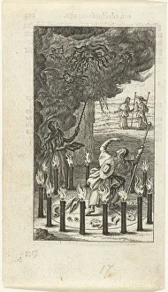 Good V Evil Allegory Drucke: Witch and demons, 1638
