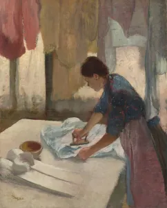 Drucke von Frau näht am Spiegel, begonnen um 1876, fertiggestellt um 1887 Edgar Degas Drucke: Frau schüttelt das Tuch ab, begonnen um ca