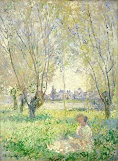 Drucke von Frau unter den Weiden, 1880 Claude Monet Drucke: Frau unter den Weiden, 1880. Schöpferin: Claude Monet