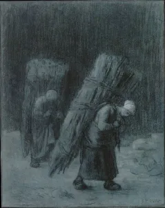 Drucke von Frauen mit Faschen, um Ca. 1858 Jean-François Millet Drucke: Frauen mit Krapfen, um 1858 von Jean François Millet