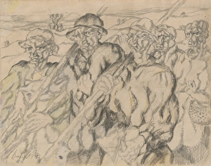 Gerahmter Druck : Arbeiter, 1925. Künstler: Konstantin Bauer Gerahmter Druck : Arbeiter, 1925. Künstler: Konstantin Bauer