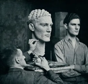 Arbeit an einem Porträt von Herrn Duncan Guthrie, 1935