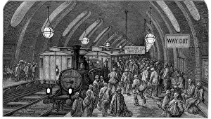 Victorian Era Travel Drucke: The Workmens Train, 1872