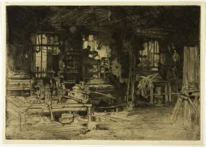 Scottish Heritage Artwork Drucke: The Workshop, 1905. Creator: David Young Cameron