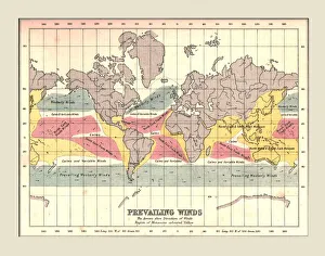 Edinburgh Geographical Institute Maps Drucke: World Map showing Prevailing Winds, 1902. Creator: Unknown