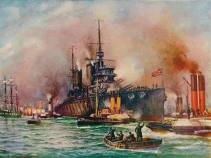 Royal Navy Ships Drucke: Wounded but Victorious, c1916 (1919). Artist: Charles John De Lacy