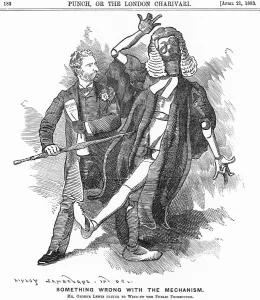 Edward Linley Sambourne Art Drucke: Something Wrong with the Mechanism, 1883