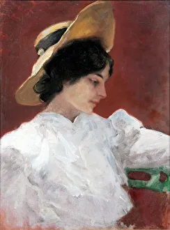 Impressionism Oil Paintings Drucke: Yellow hat