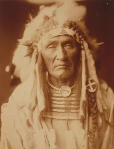 American Indian Heritage Drucke: Young Hairy Wolf-Apsaroke, c1905. Creator: Edward Sheriff Curtis