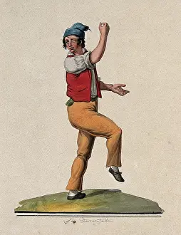 Watercolour Artwork Drucke: A young man dancing the tarantella. Creator: Unknown