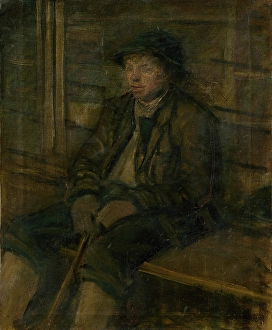 Farm Worker Portrait Gallery Drucke: Young Shepherd Sitting, 1908-1910. Creator: Ladislav Mednyanszky